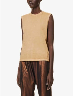 No.33 Faded-wash Organic Cotton Top -VogueVibe Store R04154385 46SANDWASH ALT02