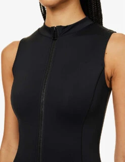 GOOD AMERICAN Scuba Zip-embellished Stretch-woven Playsuit 12 GOOD AMERICAN Scuba Zip-embellished Stretch-woven Playsuit -VogueVibe Store R04154440 BLACK001 ALT04