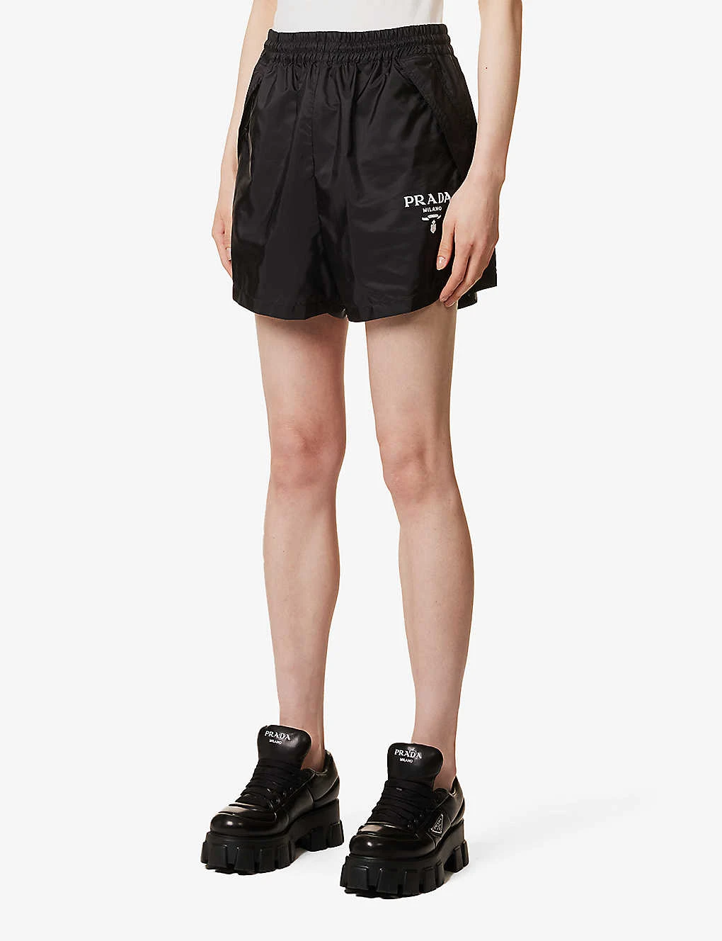 Prada Re-Nylon Brand-print Recycled-polyamide Shell Shorts 5 Prada Re-Nylon Brand-print Recycled-polyamide Shell Shorts - Image 3