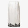 Prada Lace-trim Elasticated-waist Silk Midi Skirt -VogueVibe Store R04154506 AVORIO M