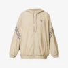 Prada Brand-embroidered Elasticated-hem Cotton-blend Jacket -VogueVibe Store R04154508 KAKI M