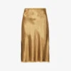 Vince Mid-rise Flared-hem Satin Midi Skirt -VogueVibe Store R04154642 NILE M