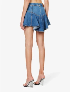 Alexander McQueen Asymmetric-hem Logo-patch Stretch-denim Mini Skirt 11 Alexander McQueen Asymmetric-hem Logo-patch Stretch-denim Mini Skirt -VogueVibe Store R04154717 BLUESTONEWASH ALT03