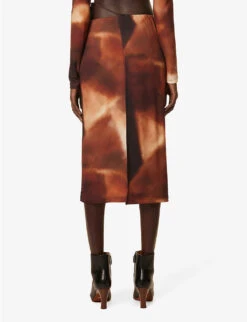 Himani Abstract-print Stretch-woven Midi Skirt -VogueVibe Store R04155197 GRAPHICOMBRE ALT03
