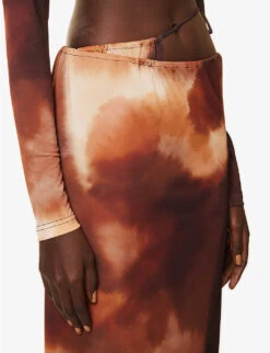 Himani Abstract-print Stretch-woven Midi Skirt -VogueVibe Store R04155197 GRAPHICOMBRE ALT04
