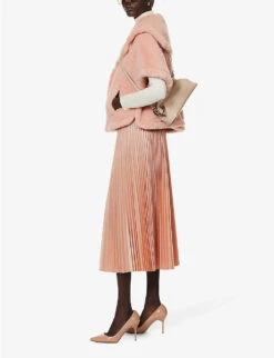 Max Mara Tambuto Pleated Regular-fit Silk-blend Midi Skirt 8 Max Mara Tambuto Pleated Regular-fit Silk-blend Midi Skirt -VogueVibe Store R04156234 PINK ALT01