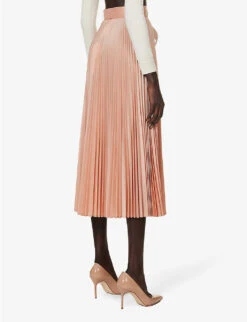 Max Mara Tambuto Pleated Regular-fit Silk-blend Midi Skirt 10 Max Mara Tambuto Pleated Regular-fit Silk-blend Midi Skirt -VogueVibe Store R04156234 PINK ALT03