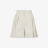 Max Mara Bormida Pleated Stretch-wool Shorts 2 Max Mara Bormida Pleated Stretch-wool Shorts -VogueVibe Store R04156246 SAND M