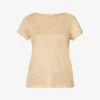 Ikks V-neck Relaxed-fit Linen T-shirt -VogueVibe Store R04156270 CHAMPAGNE M