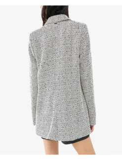 Ikks Chevron-pattern Double-breasted Woven Coat -VogueVibe Store R04156311 MASTIC ALT03