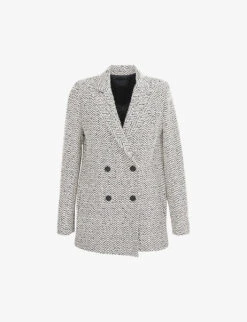 Ikks Chevron-pattern Double-breasted Woven Coat