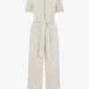 Whistles Cropped Denim Jumpsuit -VogueVibe Store R04156815 CREAM M