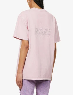 Filthy Rich Crystal-embellished Cotton T-shirt -VogueVibe Store R04156847 ROSE ALT03