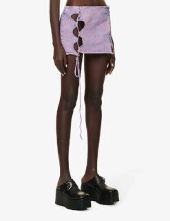 Distressed Cut-out Mini Skirt -VogueVibe Store R04156855 PEONY ALT02