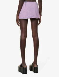 Distressed Cut-out Mini Skirt -VogueVibe Store R04156855 PEONY ALT03