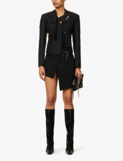 Tech Mid-rise Stretch-woven Mini Skirt 8 Tech Mid-rise Stretch-woven Mini Skirt -VogueVibe Store R04158012 BLACK ALT01