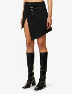 Tech Mid-rise Stretch-woven Mini Skirt 9 Tech Mid-rise Stretch-woven Mini Skirt -VogueVibe Store R04158012 BLACK ALT02
