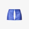 Colour-block Darted Faux-leather Mini Skirt -VogueVibe Store R04158081 BLUE M