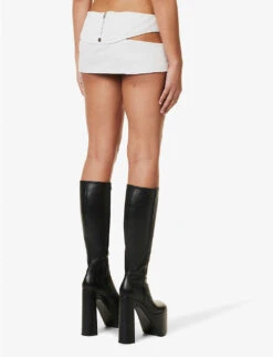 Cut-out Low-rise Suede Mini Skirt 10 Cut-out Low-rise Suede Mini Skirt -VogueVibe Store R04158082 WHITE ALT03