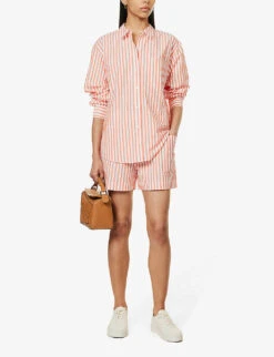 RAILS Boxer Striped High-rise Regular-fit Cotton-blend Shorts 8 RAILS Boxer Striped High-rise Regular-fit Cotton-blend Shorts -VogueVibe Store R04158668 LESISTRIPE ALT01