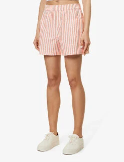 RAILS Boxer Striped High-rise Regular-fit Cotton-blend Shorts 9 RAILS Boxer Striped High-rise Regular-fit Cotton-blend Shorts -VogueVibe Store R04158668 LESISTRIPE ALT02