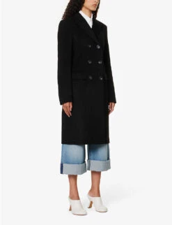 Sportmax Morgana Double-breasted Wool Coat -VogueVibe Store R04158878 BLACK ALT02