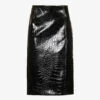 Sportmax Melinda Split-hem Croc-embossed Leather Mini Skirt -VogueVibe Store R04158880 BLACK M