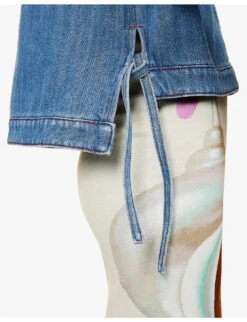 Loewe Anagram-embossed Cropped Denim Hoody -VogueVibe Store R04159285 BLUERED ALT04