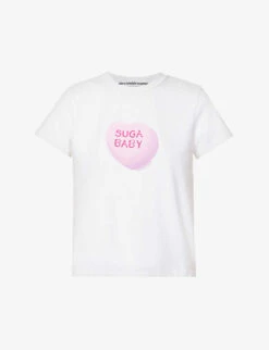 ALEXANDER WANG Shrunken Graphic-print Cotton-jersey T-shirt