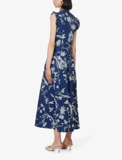 Erdem Floral-print Frilled-trim Cotton-poplin Maxi Dress 10 Erdem Floral-print Frilled-trim Cotton-poplin Maxi Dress -VogueVibe Store R04160731 OPHELIAVINEINDIGO ALT03