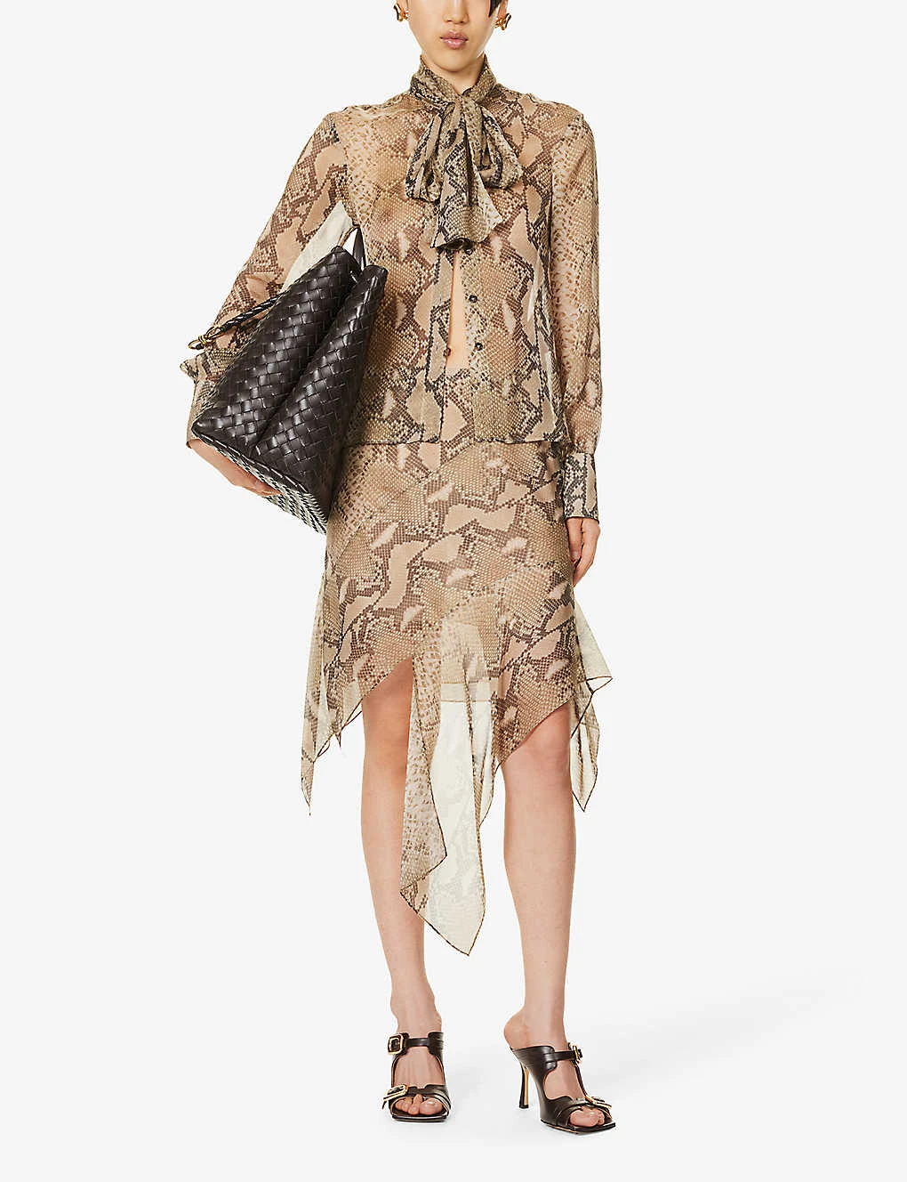 STELLA MCCARTNEY Python Asymmetric-hem Silk Midi Skirt 4 STELLA MCCARTNEY Python Asymmetric-hem Silk Midi Skirt - Image 2