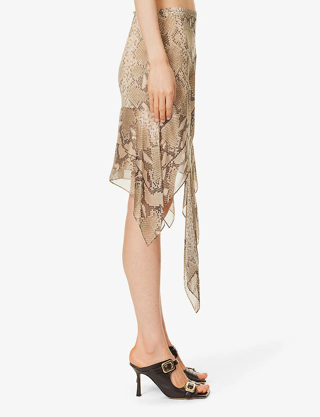 STELLA MCCARTNEY Python Asymmetric-hem Silk Midi Skirt 5 STELLA MCCARTNEY Python Asymmetric-hem Silk Midi Skirt - Image 3