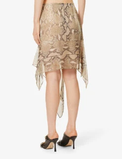 STELLA MCCARTNEY Python Asymmetric-hem Silk Midi Skirt 10 STELLA MCCARTNEY Python Asymmetric-hem Silk Midi Skirt -VogueVibe Store R04160778 MULTICOLORBROWN ALT03