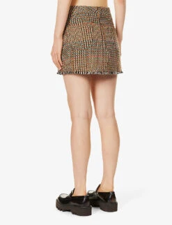 STELLA MCCARTNEY Tweed Frayed-hem Wool-blend Mini Skirt 10 STELLA MCCARTNEY Tweed Frayed-hem Wool-blend Mini Skirt -VogueVibe Store R04160779 CAMEL ALT03