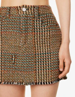 STELLA MCCARTNEY Tweed Frayed-hem Wool-blend Mini Skirt 11 STELLA MCCARTNEY Tweed Frayed-hem Wool-blend Mini Skirt -VogueVibe Store R04160779 CAMEL ALT04