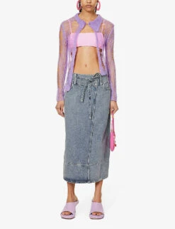 Low Rider Faded-wash Denim Midi Skirt -VogueVibe Store R04161059 SUNFADEDENIM ALT01