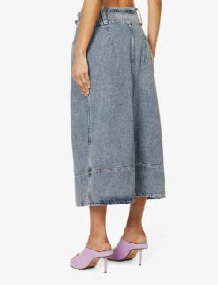 Low Rider Faded-wash Denim Midi Skirt -VogueVibe Store R04161059 SUNFADEDENIM ALT03