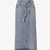 Low Rider Faded-wash Denim Midi Skirt -VogueVibe Store R04161059 SUNFADEDENIM M