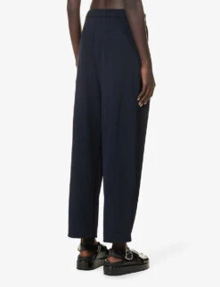Max Mara Wide-leg Mid-rise Woven Trousers -VogueVibe Store R04161478 NAVY ALT03