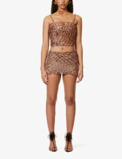 Cut-out Slim-fit Stretch-woven Mini Skirt -VogueVibe Store R04161505 SOIL ALT01