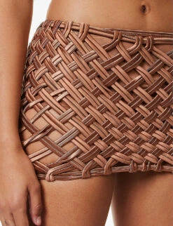 Cut-out Slim-fit Stretch-woven Mini Skirt -VogueVibe Store R04161505 SOIL ALT04