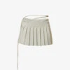 Interwoven Pleated Stretch-rayon Knitted Mini Skirt -VogueVibe Store R04161506 SILVER M