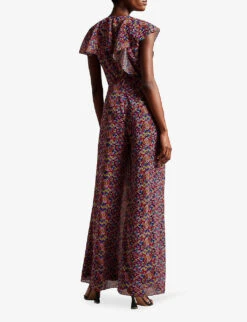 Ted Baker Surya Abstract-print Woven Jumpsuit -VogueVibe Store R04162191 BLACK ALT02