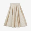 Ted Baker Alannas Paisley Jacquard-weave Woven Midi Skirt -VogueVibe Store R04162197 NATURAL M