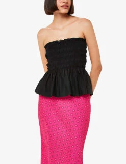 Whistles Floral-print Stretch Recycled-polyester Midi Skirt -VogueVibe Store R04162643 MULTICOLOURED ALT02