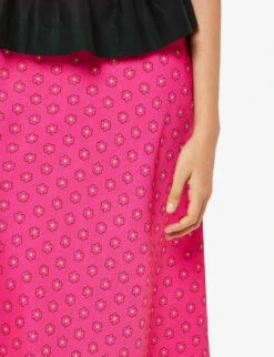 Whistles Floral-print Stretch Recycled-polyester Midi Skirt -VogueVibe Store R04162643 MULTICOLOURED ALT04