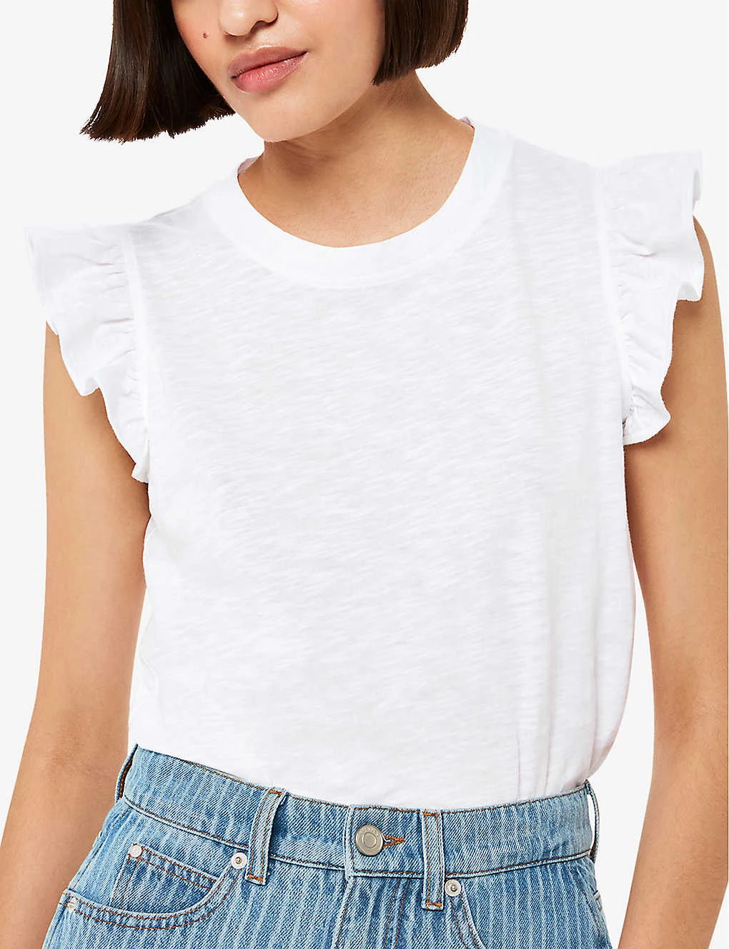 Whistles Frilled-sleeve Cotton-jersey T-shirt 5 Whistles Frilled-sleeve Cotton-jersey T-shirt - Image 3