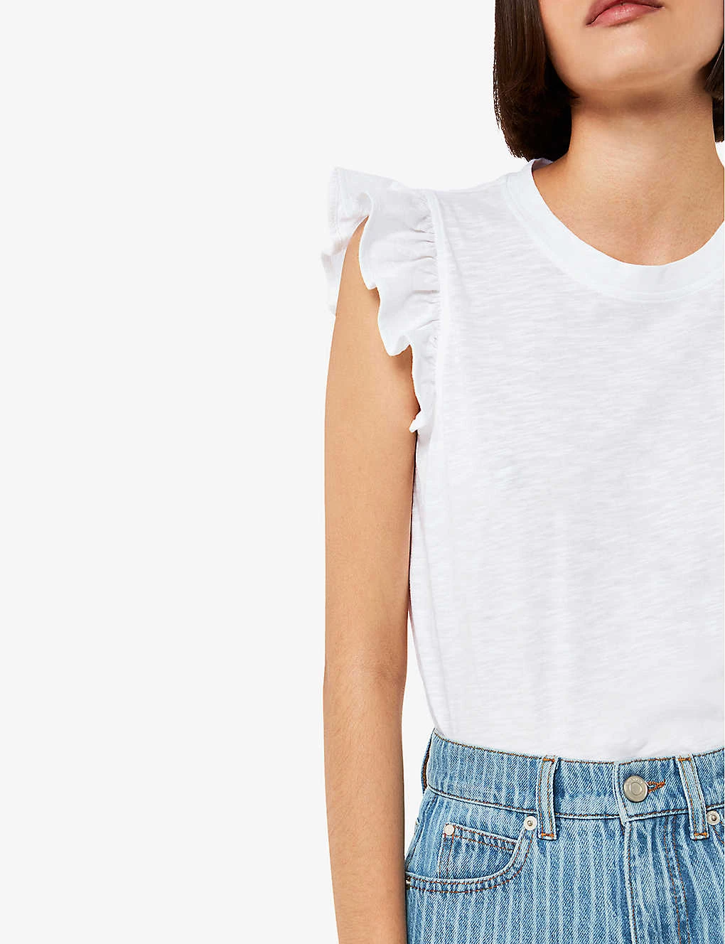 Whistles Frilled-sleeve Cotton-jersey T-shirt 7 Whistles Frilled-sleeve Cotton-jersey T-shirt - Image 5