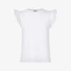 Whistles Frilled-sleeve Cotton-jersey T-shirt 1 Whistles Frilled-sleeve Cotton-jersey T-shirt -VogueVibe Store R04164046 WHITE M