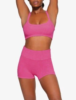 Terry Lounge High-rise Stretch-modal Shorts -VogueVibe Store R04164395 WATERMELON ALT01